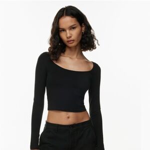 Aritzia black scoop neck crop long sleeve